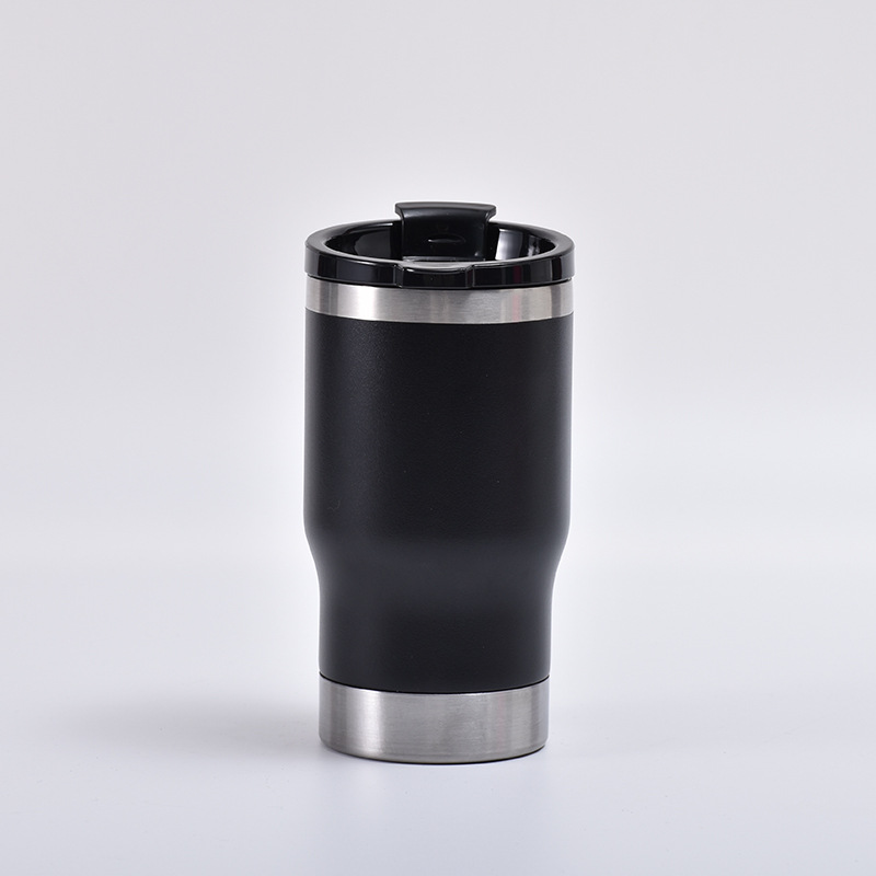 Transfronterizo 14oz al aire libre portátil tanque de frío de doble capa de pulverización de vacío taza de aislamiento de plástico creativo auto-construido abridor de botellas de vidrio de cerveza