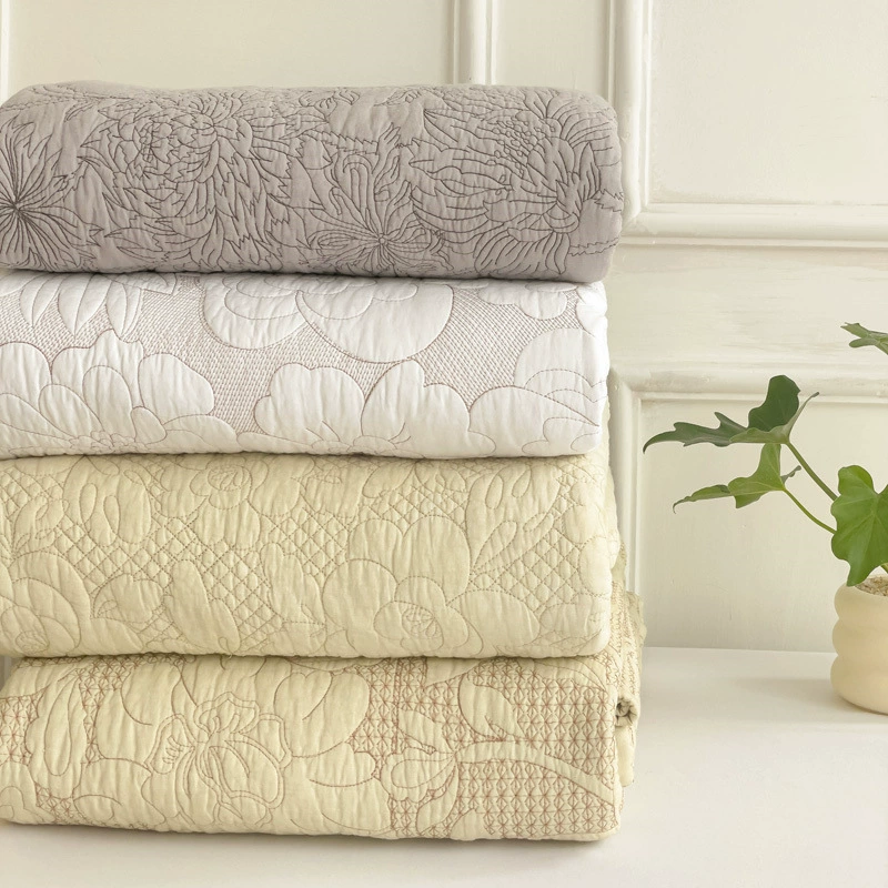 Новый комплект постельного белья из хлопка 2025 года: стеганое одеяло, простыня и покрывало из чистого хлопка, однотонное, с вышивкой, для татами/канга