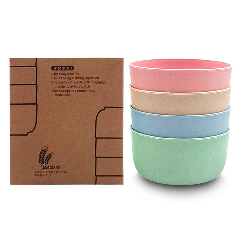 跨境小麦秸秆碗套装加厚防摔米饭碗汤碗学生泡面碗公碗圆形麦香碗