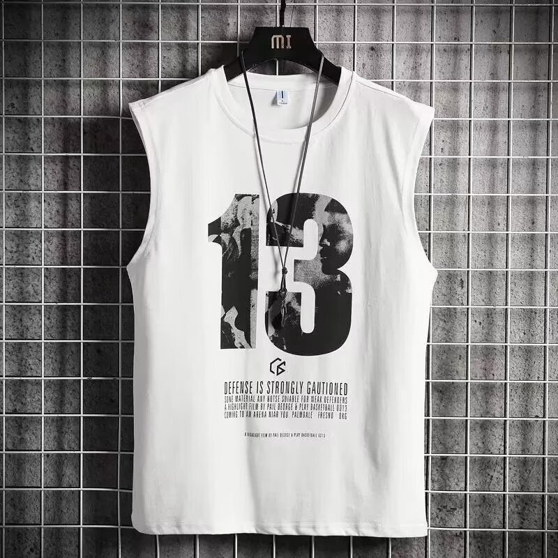Hip-hop sleeveless T-shirt men's sports vest basketball American waistcoat summer fitness outerwear cut sleeve fashion brand Kuan Song Shuai t