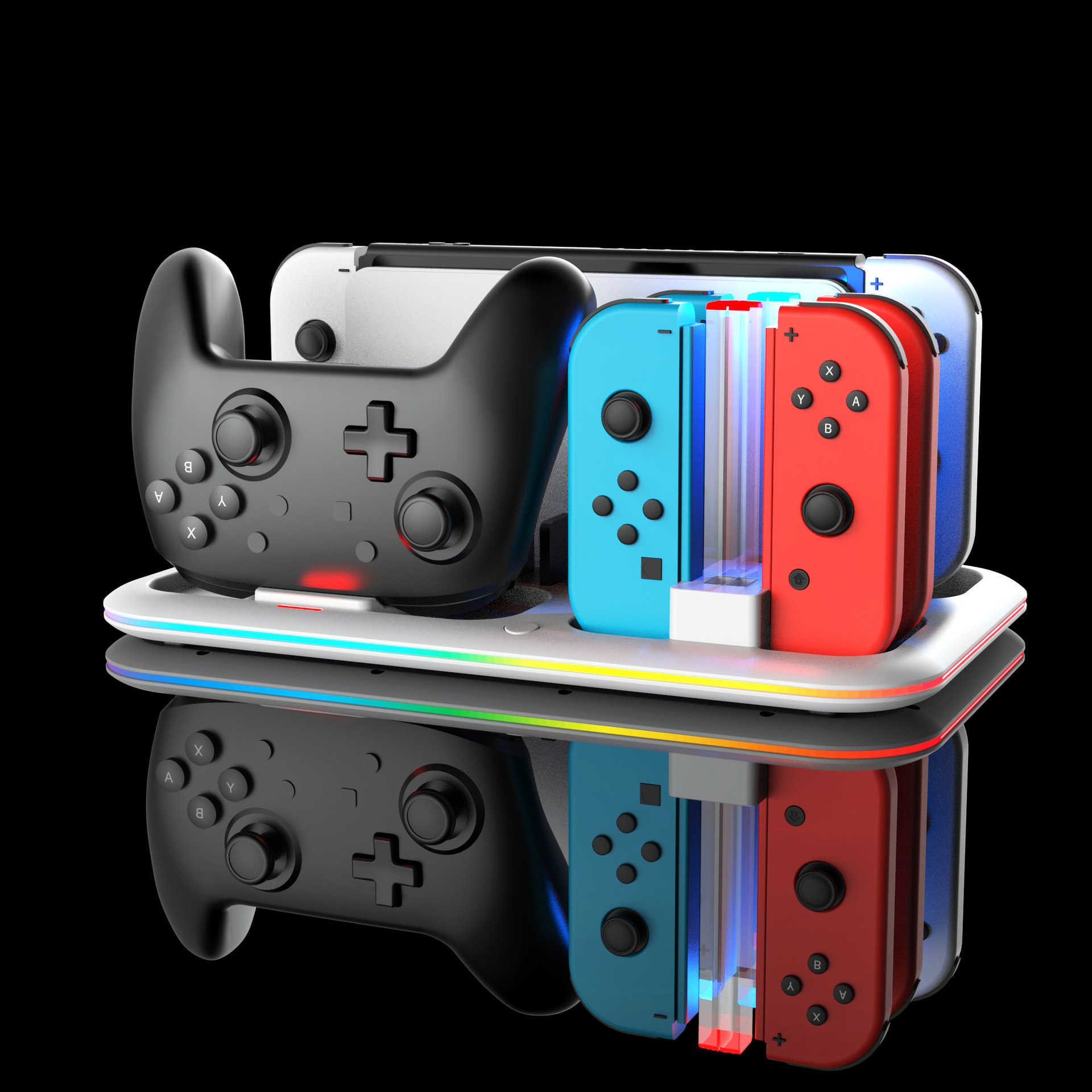 nintendo多功能Switch手柄充电多合一joycon充电底座游戏卡收纳