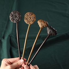 檀木紫光檀は古風蓮蓬状を厚くして、シンプルなヘアピンの漢服のアクセサリーのヘアピンの卸売りをします。