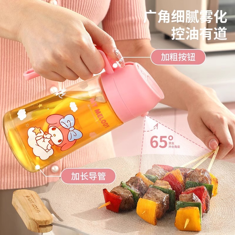 サンリオ スプレー一体型オイルボトル ハローキティ メロディー 家庭用調味料ボトル 漏れ防止 醤油 酢 キッチン ガラスボトル|undefined