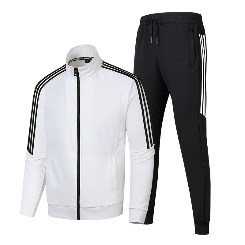 Primavera y otoño Traje deportivo de tres barras Pantalones de suéter casual para hombres y mujeres Deportes para correr Traje de dos piezas en vivo al por mayor