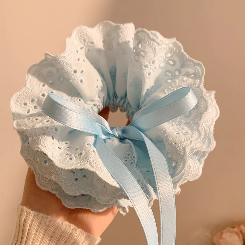 Corbata de pelo de intestino de lunares de crema grande coreana, gomas de goma de cola de caballo suaves para mujer, accesorios para el cabello de bola, accesorios para el cabello, cuerda para la cabeza