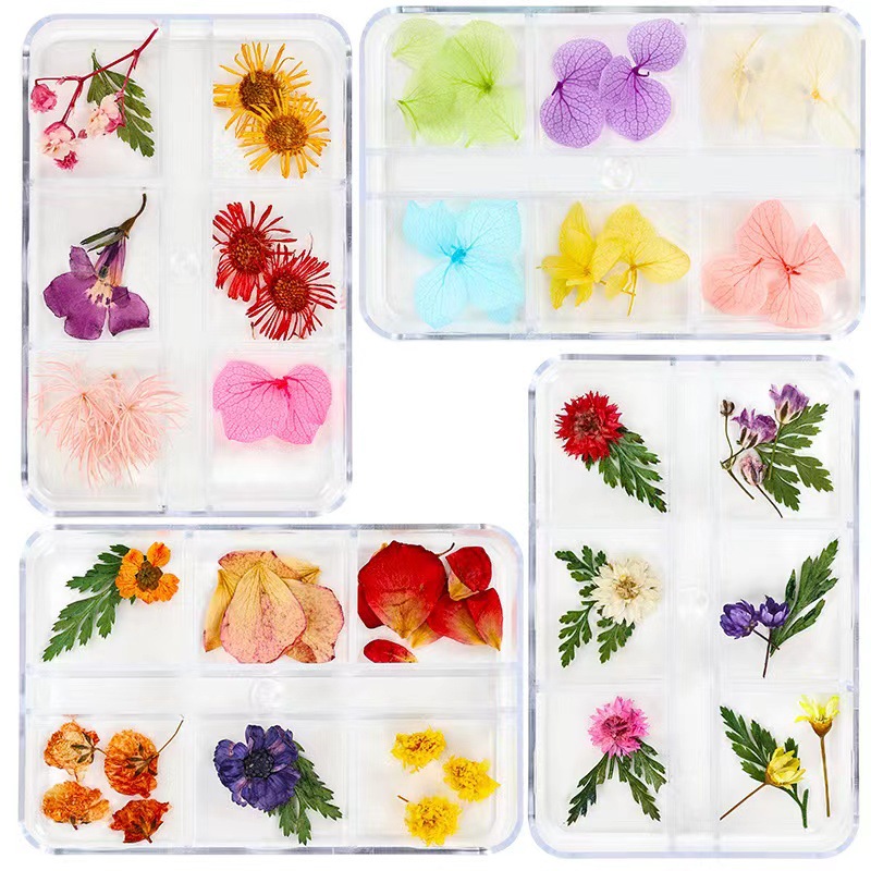 Clavo japonés flor seca traje tridimensional flor estrellada pétalos DIY uñas flor seca pulpa de madera pieza de joyería al por mayor