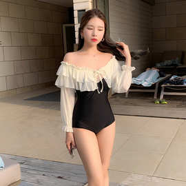 厂家直销ins泳衣女超仙小香风保守三角分体显瘦比基尼三件套温泉