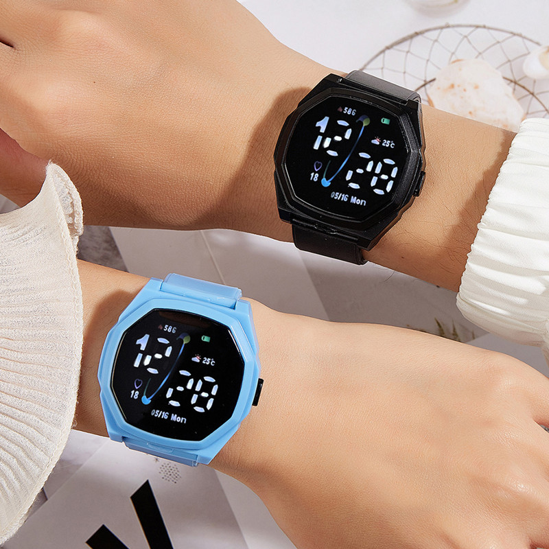 En stock nuevo estudiante casual LED reloj electrónico Apple botón Digital impermeable deportes hombres y mujeres reloj