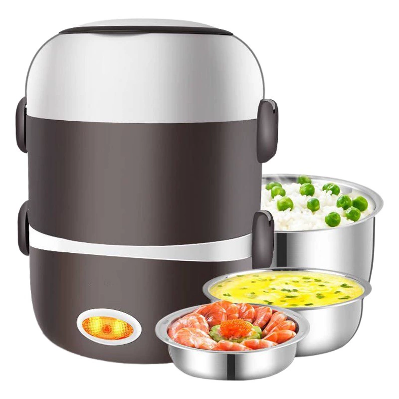 Электрический Ланч-бокс Горячий рис Артефакт Рис на пару с 1 человеком 2 горшка Офисный работник Трехслойный подключаемый Электрический нагревательный изолированный Ланч-бокс