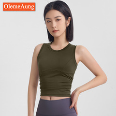 スポーツベストの女性の一体カップの防震はプラティの上着の外に集まって袖なしのヨガの服の下着を着て副乳を収めます。