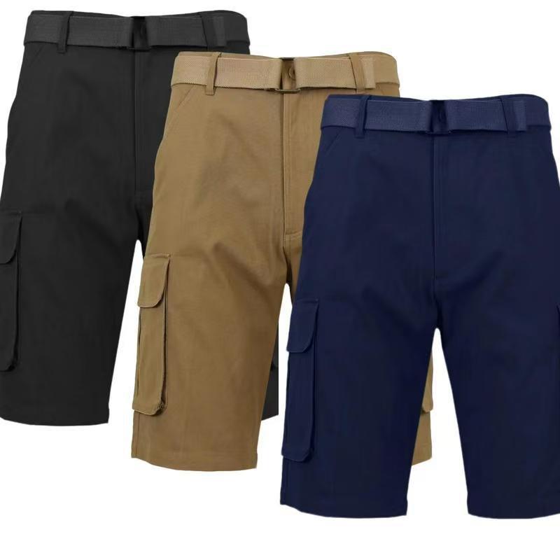 Shorts New 2025 Men's Multi-Pocket Quick-Drying Breathable Sports Cargo Shorts Outdoor Running Casual Pants Belt