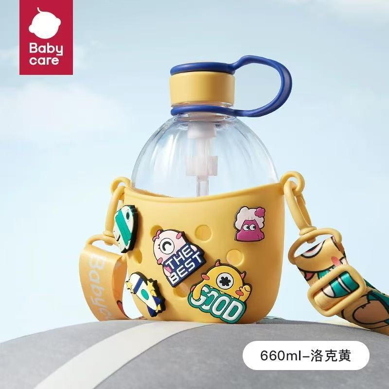 ベビーケアストローカップ、かわいいバッグカップ、子供用クロスボディストレート飲料水ケトル、穴あきストローカップ、DIYウォーターカップ|undefined