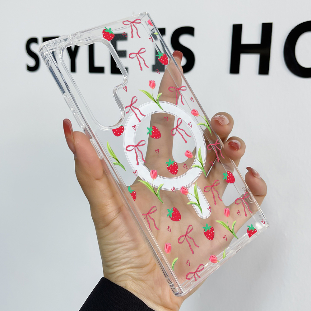 45g Weight Samsung Applicable Brands Phone Cases Classification PC, tpu Material Cherry, Bow Knot Pattern Simple Style, Classic Style Style PC Tpu Cherry Bow Knot Simple Style Classic Style Phone Cases Phone Accessories 6