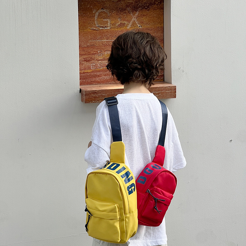 Moda coreana para niños mochila de pecho simple ocio de color sólido para niños niñas viajar bebé mochila de hombro