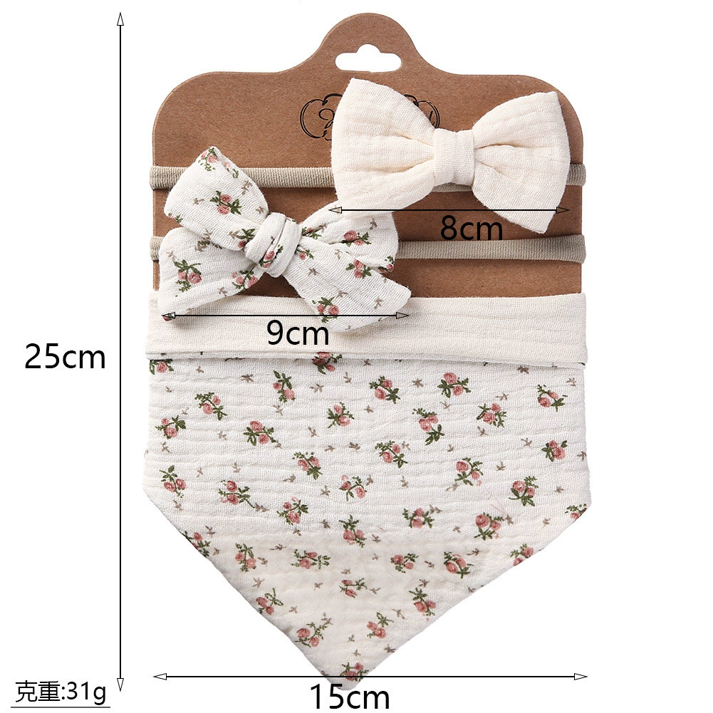 Children's scarf, double-sided headband with bow, eating bib, set