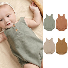 2023 new summer style Nordic style newborn baby bag waffle baby sleeveless thin vest hoodie