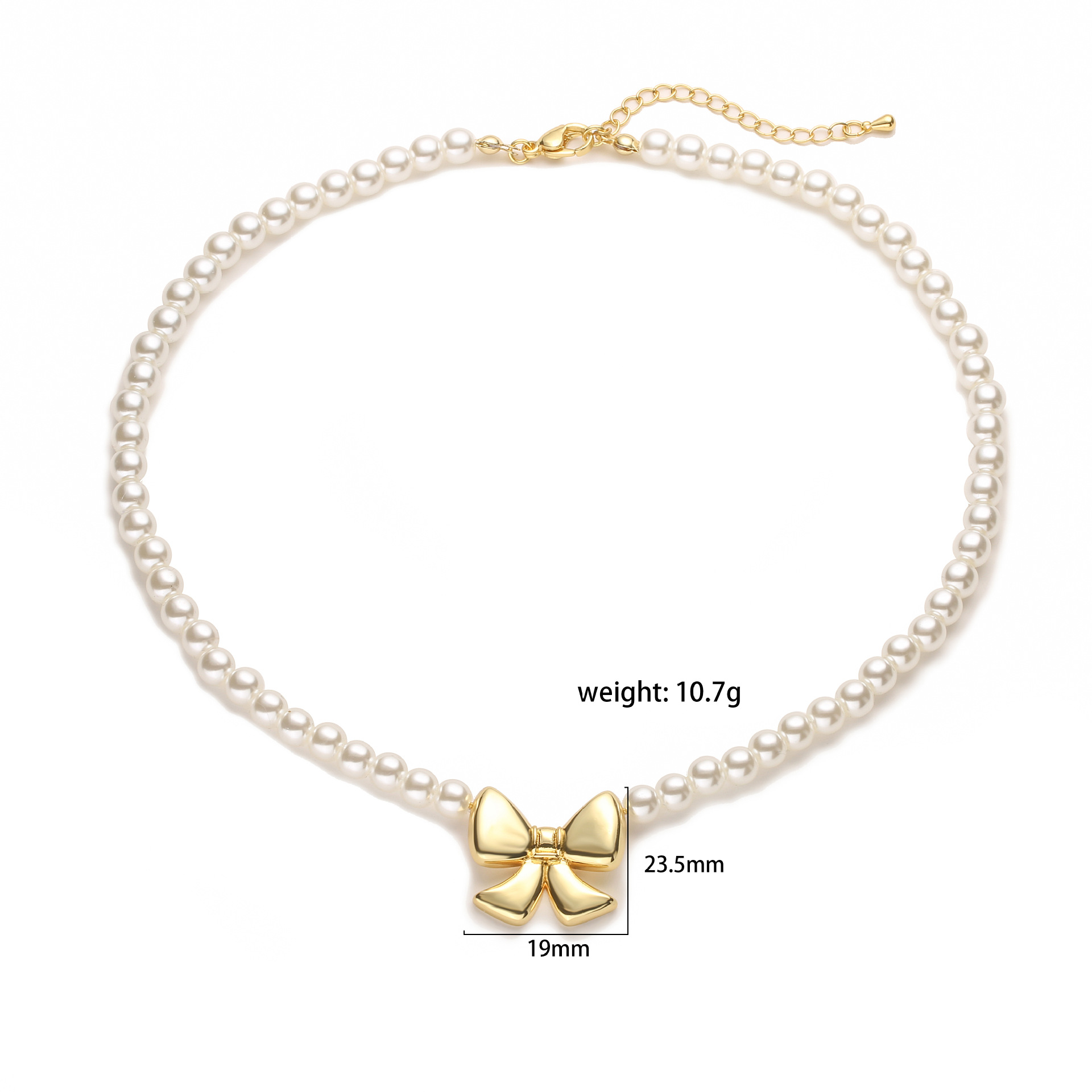 Elegant Bow Knot Imitation Pearl Copper Plating 18k Gold Plated Women's Necklace display picture 3