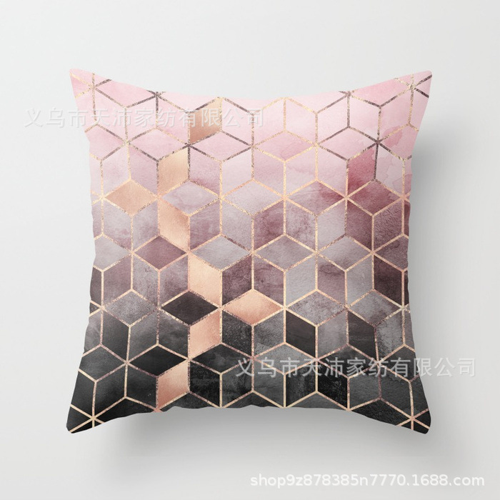 Funda de almohada personalizada con logotipo corporativo, funda de cojín geométrica de Amazon, terciopelo piel de melocotón, cojín para sofá de sala de estar, moderno y minimalista