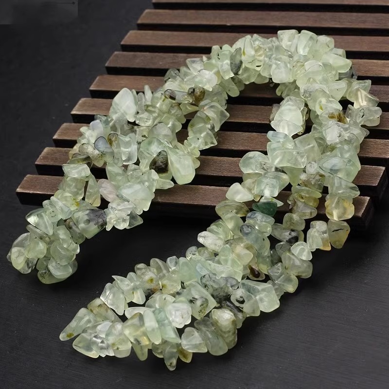 천연 프레나이트 자갈 긴 끈 자갈 5-7mm 길이 약 85cm