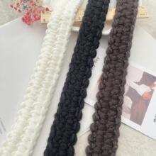 秋冬黑白咖色3.5厘米宽小香风毛线款服装diy压边条装饰花边