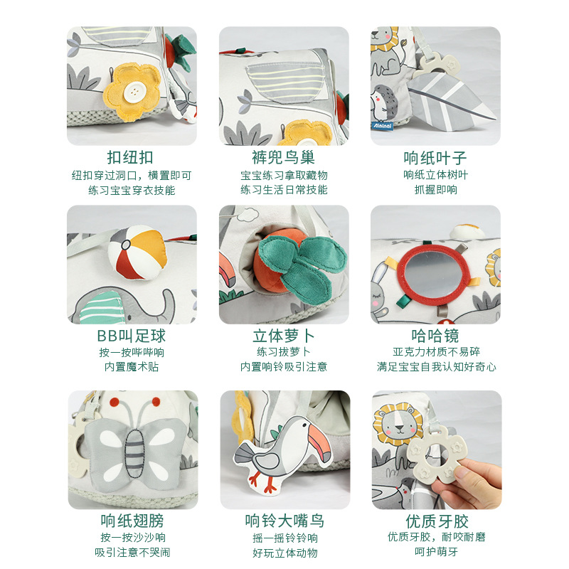 Aipinqi nuevo bebé acostado almohada cabeza-arriba entrenamiento educación temprana juguetes multifuncional gateando juguetes para bebés en stock image 6