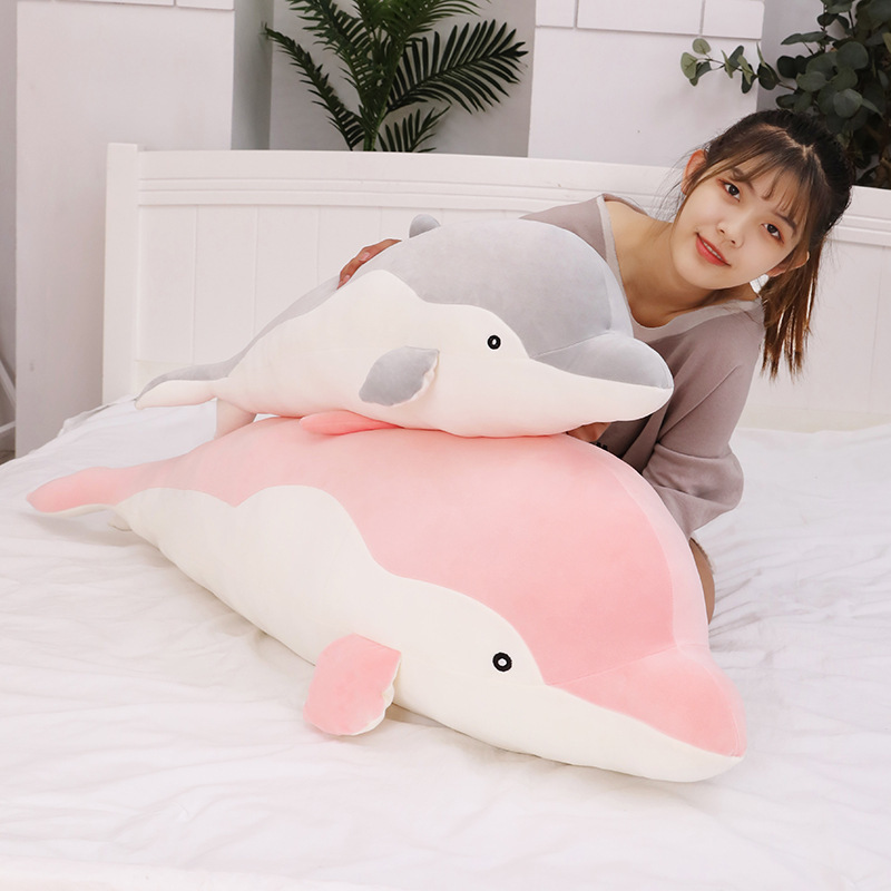 Cute Dolphin Doll Plush Toy Sea Life Doll Soft Rag Doll Large Pillow Girl's Toy Pushing