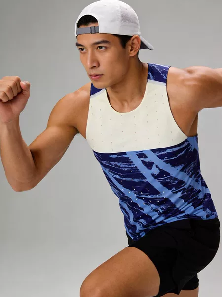 Wind Tunnel Racing High-Elastic Vest for Men, Ultra-Light, Quick-Drying, Breathable, Sweat-Wicking, Marathon Running, Track and Field Training Vest T-Shirt