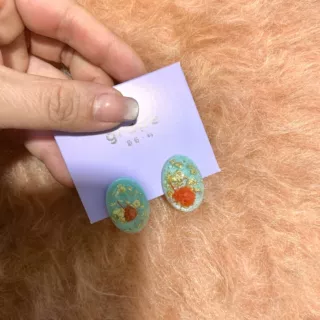小众简约设计树脂琥珀石耳钉女高级感耳环气质百搭耳饰品悬溺海岛