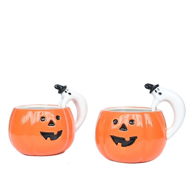 Керамическая кружка Хонгьюй Halloween в виде тыквы | чашка-тыква или призрак, 301–400 мл, 18.5x18.5x16.8 см, 0.4 кг