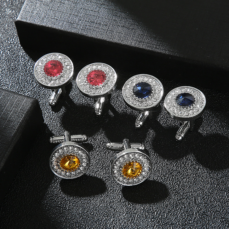 Heißer Verkauf Kreative Diamant Blau Kristall Manschettenknöpfe Französisch Hemd Knopf Manschettenknöpfe_voghion.com