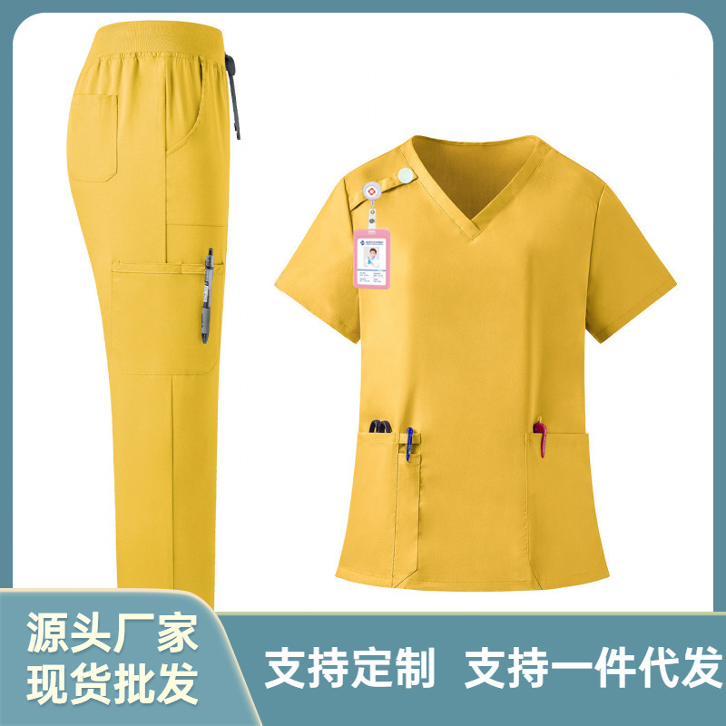 Short-Sleeved Beauty Salon Work Clothes, Hand Washing Clothes, Hospital Suits, Nurse Uniforms, Quick-Drying Work Clothes, Uniforms, Trousers