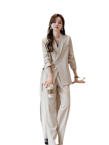 设计感绑带西装套装女2023新款秋季时尚韩版女神高级感阔腿两件套