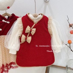 Children's winter set 2022 new pure color padded windproof set dress for girls