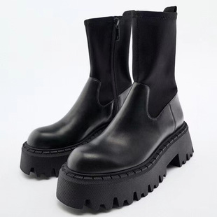 Autumn New Elevated Slimming Elastic Ankle Boots Thick Bottom Short Boots Women's Martin Boots Chelsea Short Boots Xinzu Mao Shoe Factory