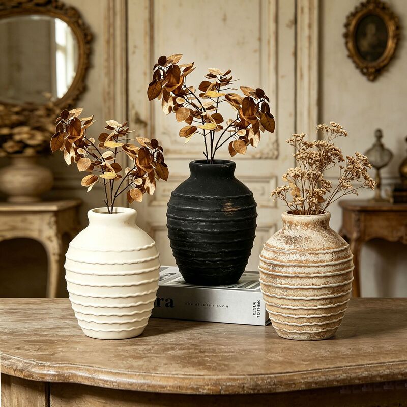 Retro Stoneware Vase Wabi-Sabi Rough Texture Old Flower Arrangement Simple Living Room Decorative Vase Cross-Border Hot Sale Retro Stoneware Vase Wabi-Sabi Rough Texture Old Flower Arrangement Simple Living Room Decorative Vase Cross-Border Hot Sale