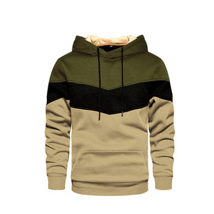 Autumn and Winter Blue Street Casual Sports Sweater Loose Side Slit Pocket Color Matching Youth Hooded Sweater
