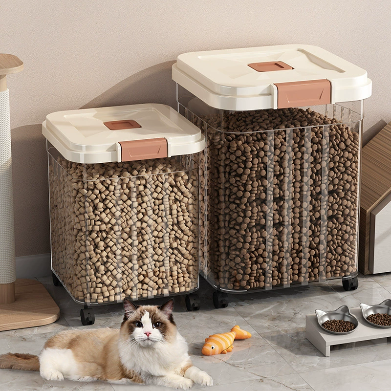 Бочка для хранения корма для кошек и собак, герметичная, защищенная от насекомых и влаги, бытовая бочка для хранения корма для кошек и домашних животных, герметичный резервуар большой емкости
