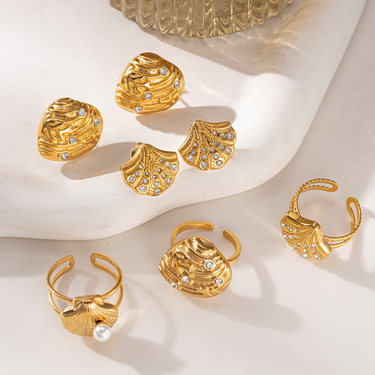 Anillo de acero inoxidable TENA lujo ligero nicho universal conjunto de joyería de moda para mujeres brazalete de acero de titanio joyería para mujeres