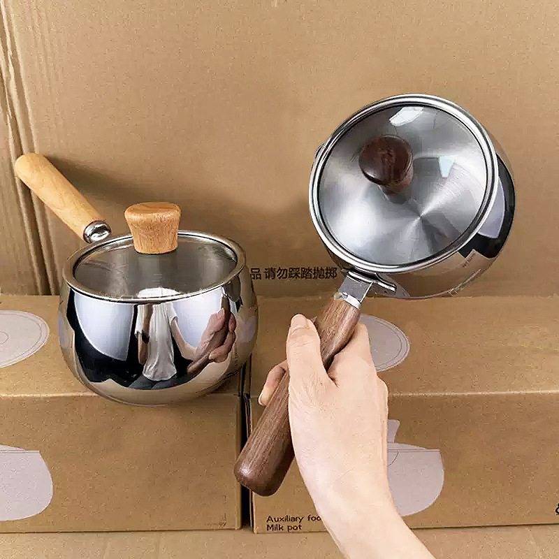小奶锅316L不锈钢不粘锅热奶锅煮面锅食品级加厚婴儿专用辅食锅