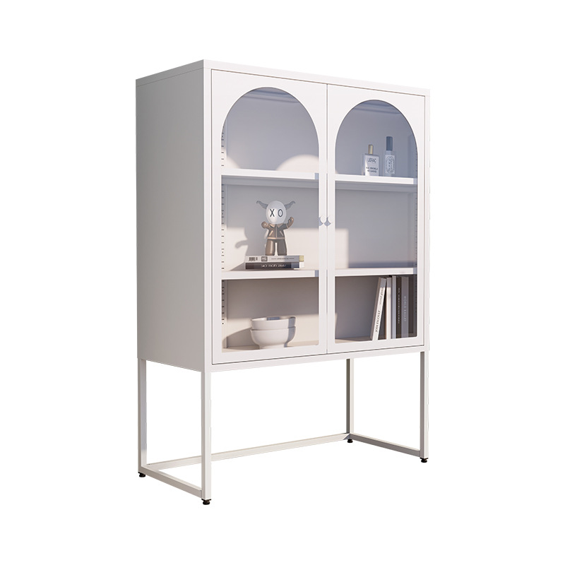 Nórdico alta pierna armario multi-funcional aparador gabinete hierro cocina sala de estar estante piso de vidrio Pared de almacenamiento