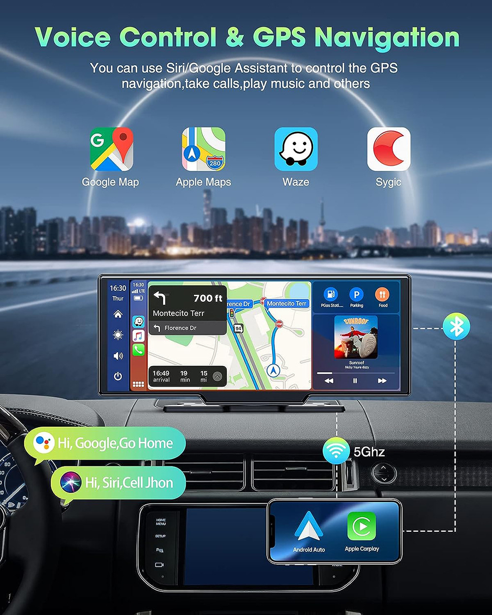 Cross-mirror e-commerce foreign trade 10.26 inch central control wireless Carplay Android Auto car smart screen Bluetooth car
