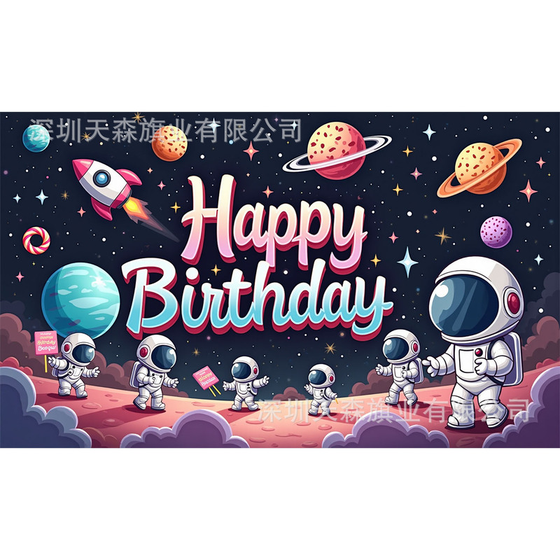 跨境爆款儿童生日背景布活动派对风可爱卡通派对拍照装饰布|undefined