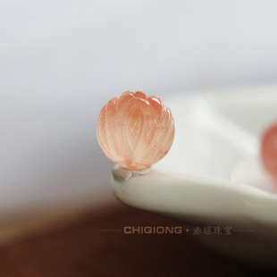 Natural Sichuan material south red agate carving ice floating red lotus beads good luck Lotus beads DIY accessories