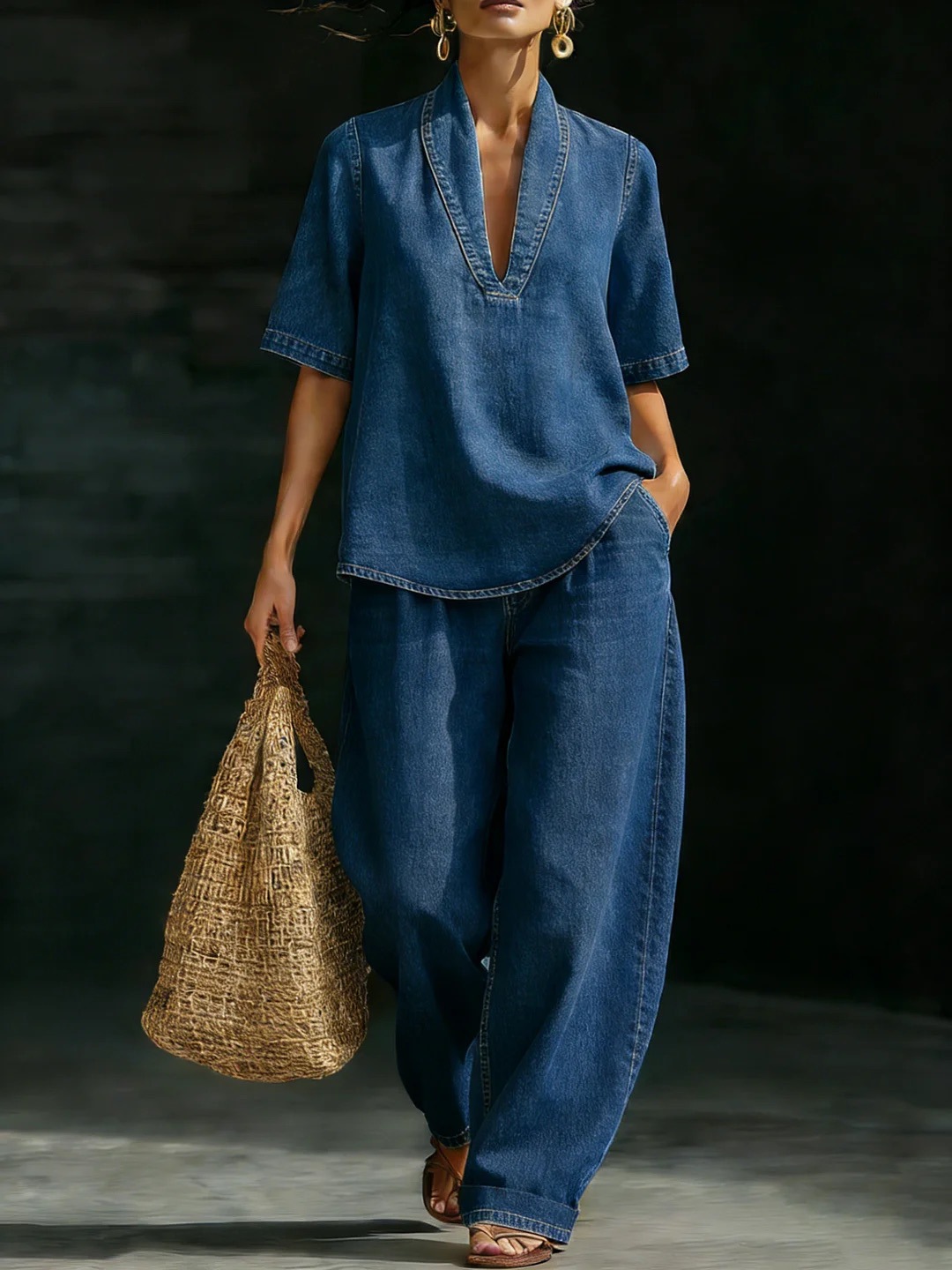 Retro denim trousers