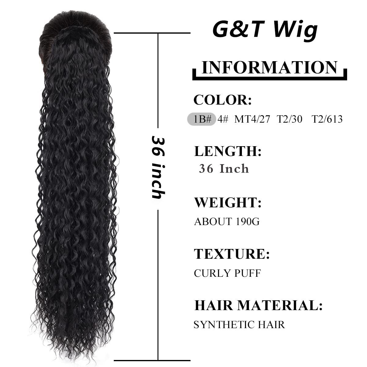 Synthetic hair drawstring long small screw deep curled wig ponytail_voghion.com