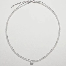 董洁同款S925纯银白水晶贝壳双层项链小众设计手工磨砂肌理锁骨链