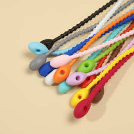 22cm彩色蝌蚪形状扎带彩色硅胶绑带防丢链diy钥匙扣箱包挂件材E18