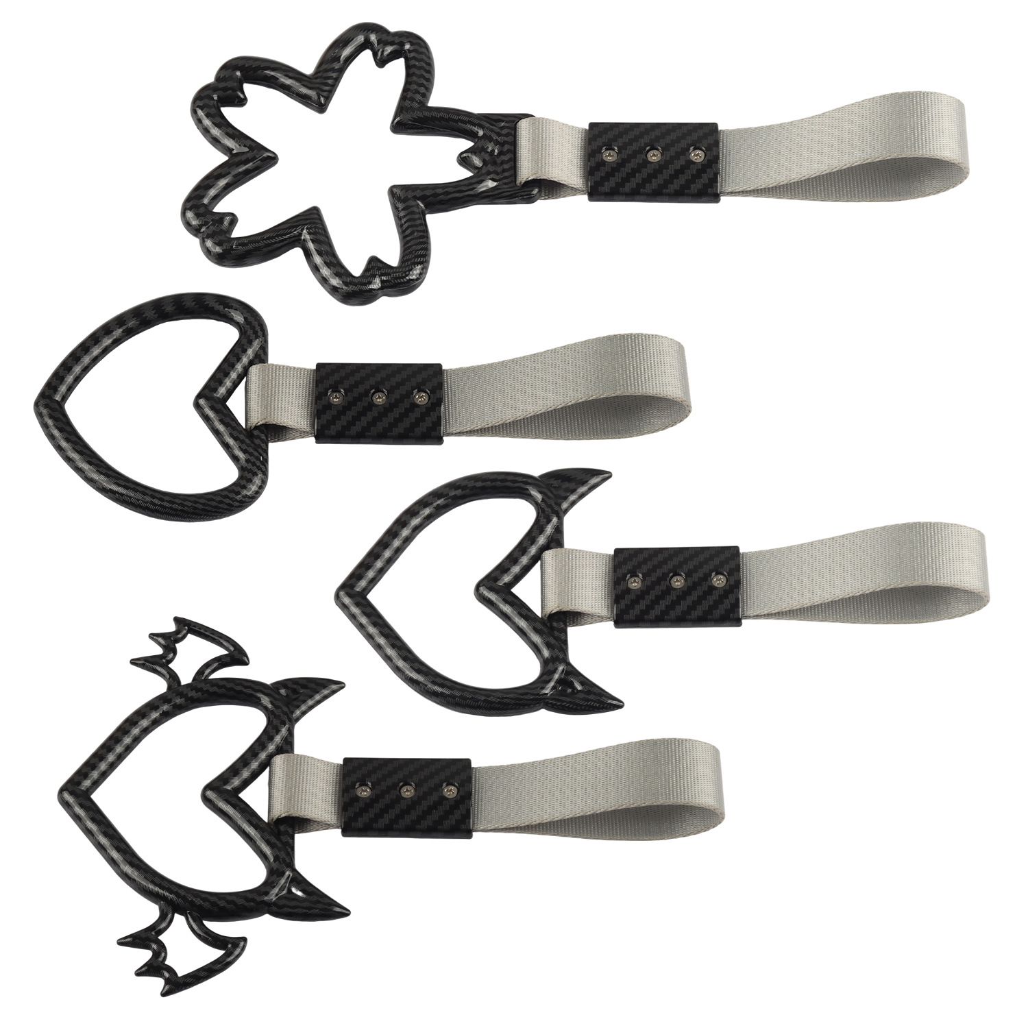 New cross-border carbon fiber car decoration pull ring, devil heart warning pendant, personalized rear bumper warning