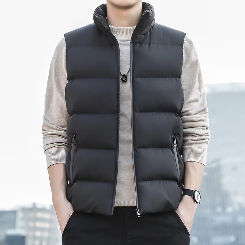 간단한 경량 조끼 남자 가을, 겨울 2025 새로운 슬림 조끼 조끼 조끼 모조 다운 코튼 가을, 겨울 재킷