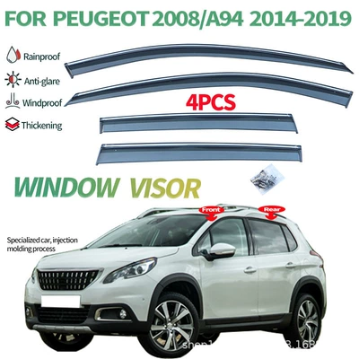 Cross-Border Applicable Peugeot 2008 Rain Shield Peugeot 2008 2014-2019 Window Visor (Rain shield) - peugeot-peugeot-2008-mk2-p24-2020-ps-silver-bright-strip-window-rain-shield